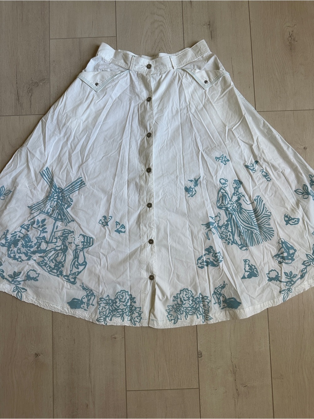 Oilily White Midi Cotton Flocked Skirt